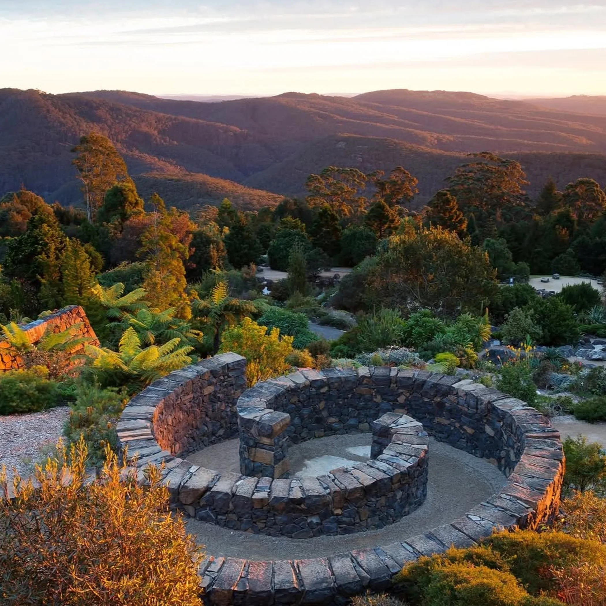 botanic garden landscape and blue mountains scenery